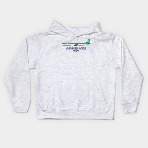 Airbus A321 - Aer Lingus Kids Hoodie by TheArtofFlying